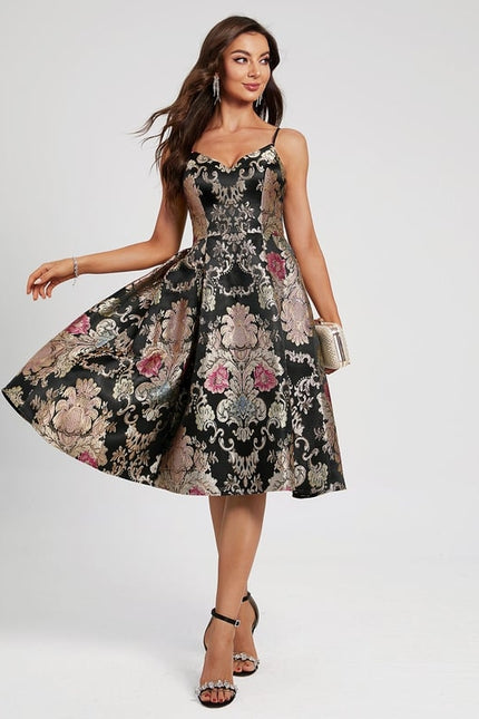Robe De Bal Fleurie Noire - gallery 4