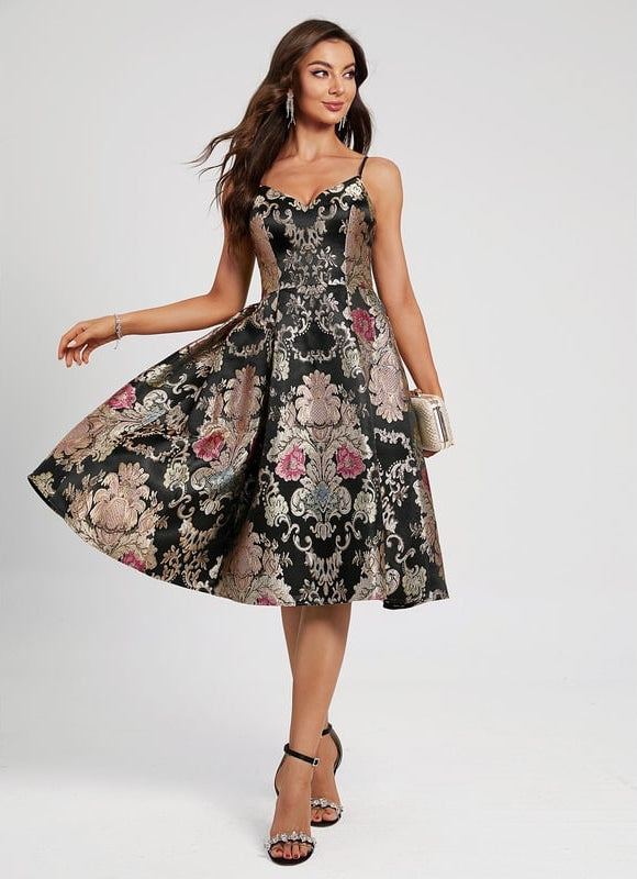 Robe De Bal Fleurie Noire - gallery 4