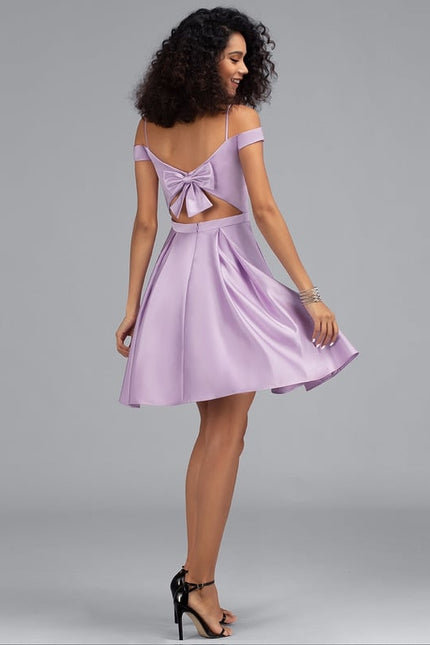 Robe De Bal Satinée Lavande - gallery 3