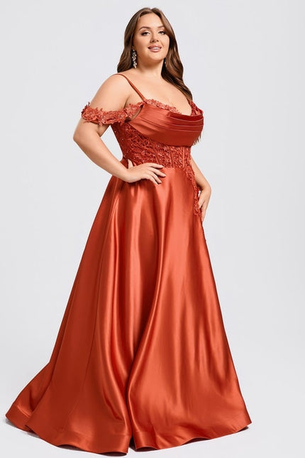 Robe De Bal Satinée Cuivrée - gallery 6