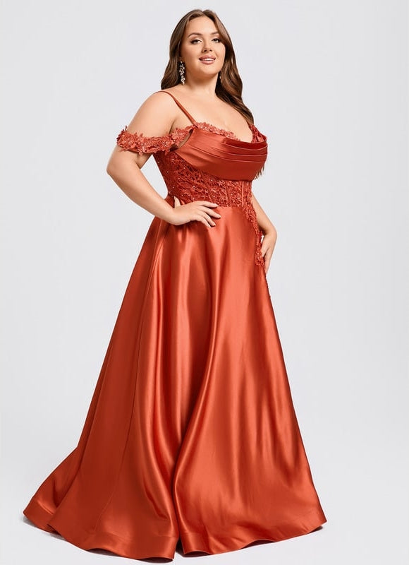 Robe De Bal Satinée Cuivrée - gallery 6