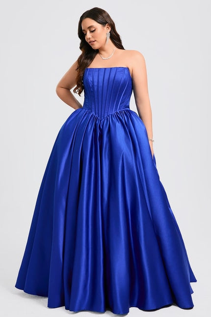 Robe De Bal Bleue Satinée - gallery 9