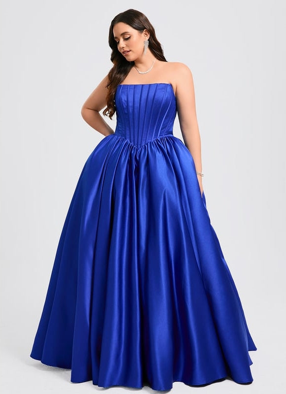 Robe De Bal Bleue Satinée - gallery 9