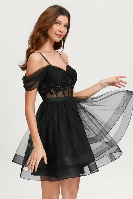 Robe De Bal Tulle Noire Élégante - gallery 4