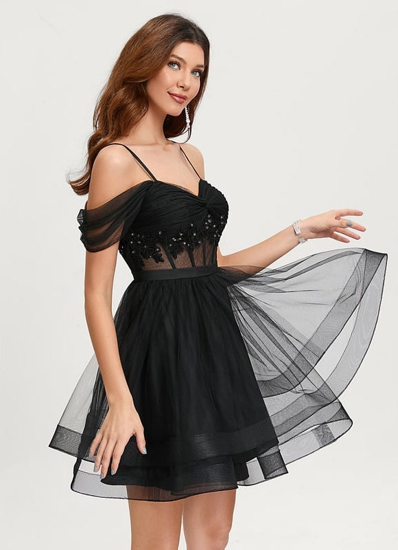 Robe De Bal Tulle Noire Élégante - gallery 4