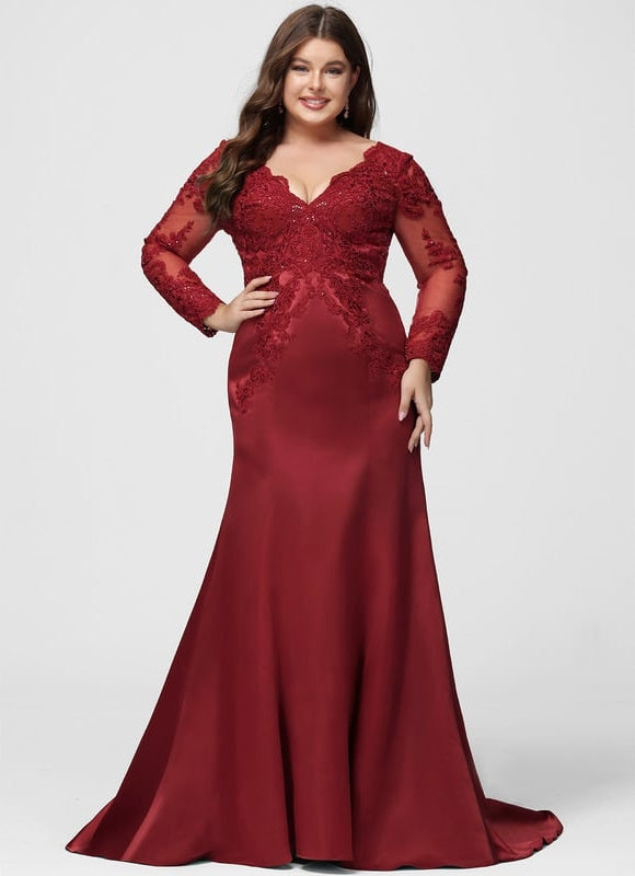 Robe De Bal Satin Rouge Élégante - gallery 5