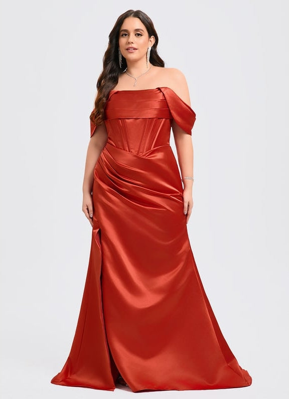 Robe De Bal Satinée Carmin - gallery 7