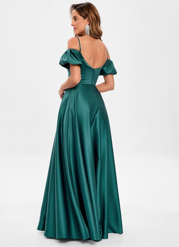 Robe De Bal Satinée Azur - gallery 7