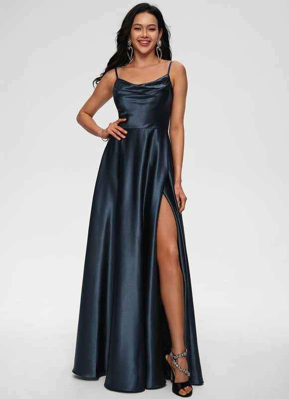 Robe De Bal Satin Rose Poudré - gallery 1