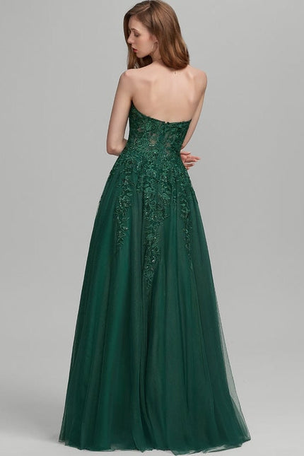 Robe De Bal Tulle Verte Éblouissante - gallery 1