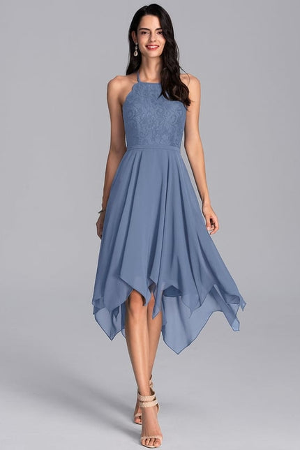 Robe De Bal Asymétrique Bleue - gallery 7