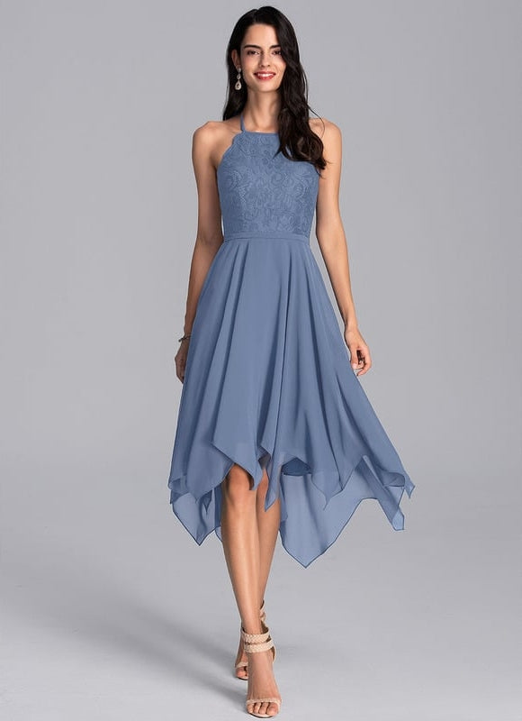 Robe De Bal Asymétrique Bleue - gallery 7