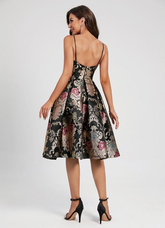 Robe De Bal Fleurie Noire - gallery 1