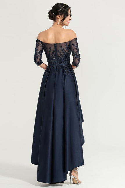 Robe De Bal Satin Noir Élégant - gallery 3