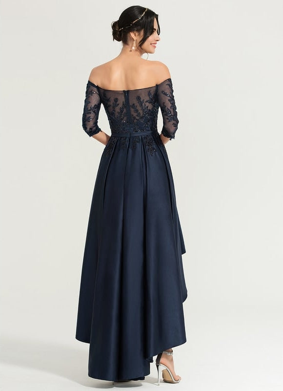 Robe De Bal Satin Noir Élégant - gallery 3