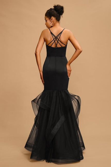 Robe De Bal Sirène Tulle Noir - gallery 2