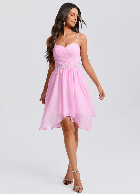 Robe De Bal Mousseline Rose - gallery 5