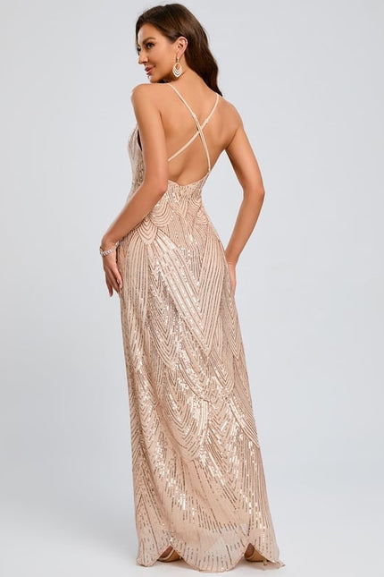 Robe De Bal Pailletée Nude - gallery 1