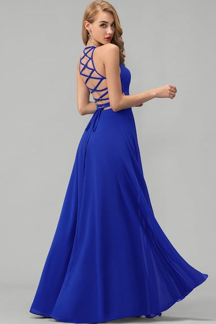 Robe De Bal Fluide Bleue - gallery 3