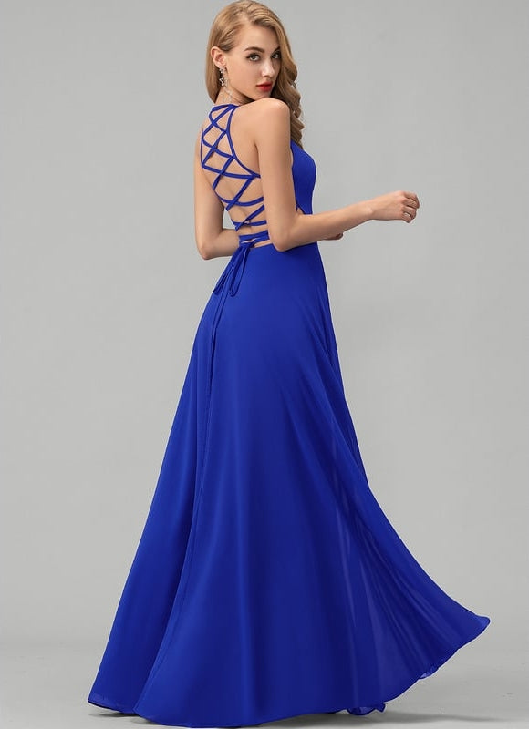 Robe De Bal Fluide Bleue - gallery 3