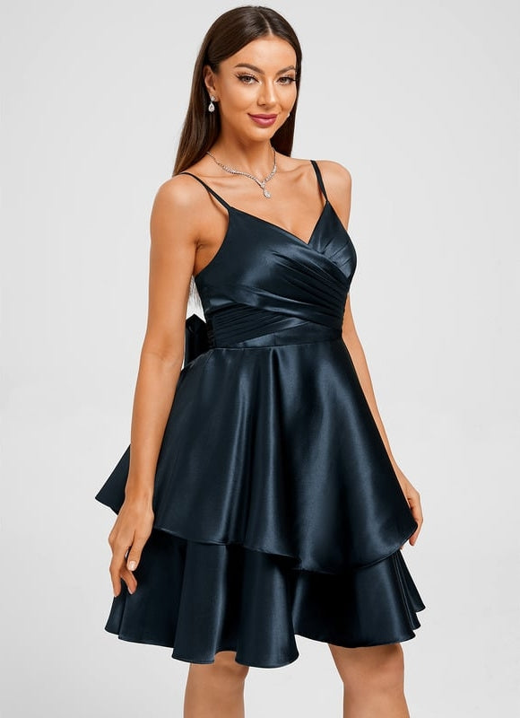 Robe De Bal Satin Bleu Vif - gallery 4