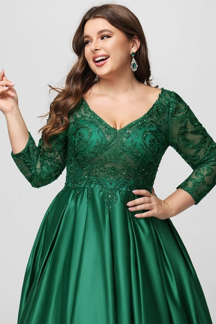 Robe De Bal Satinée Verte - gallery 8