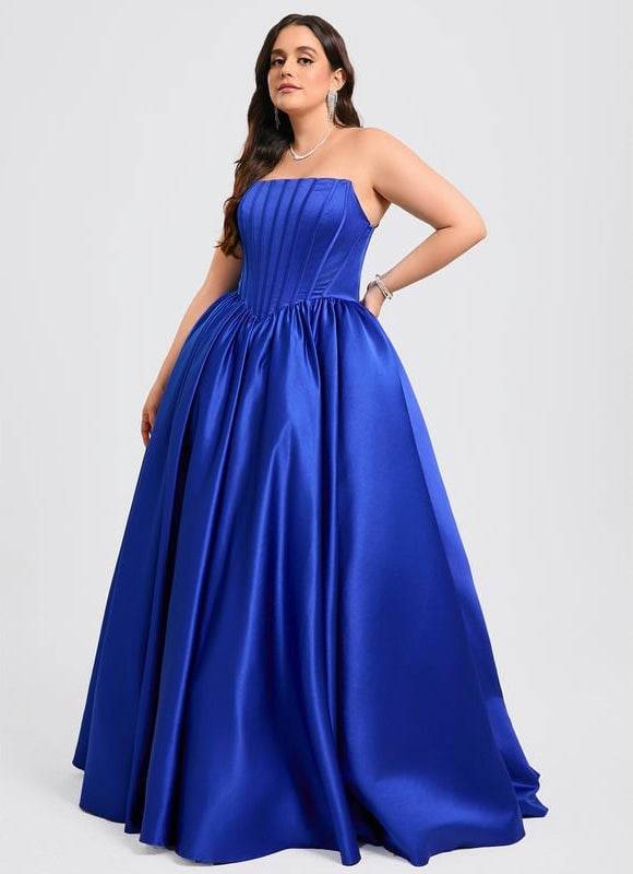 Robe De Bal Bleue Satinée - gallery 8