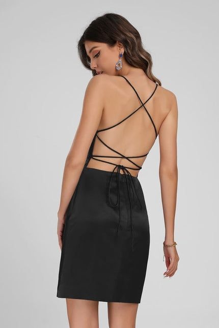 Robe De Bal Satin Noir Chic - gallery 2