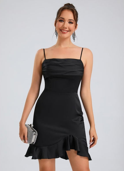 Robe De Bal Satinée Noire Volante