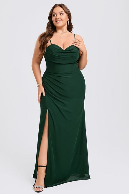 Robe De Bal Longue Verte Élégante - gallery 7