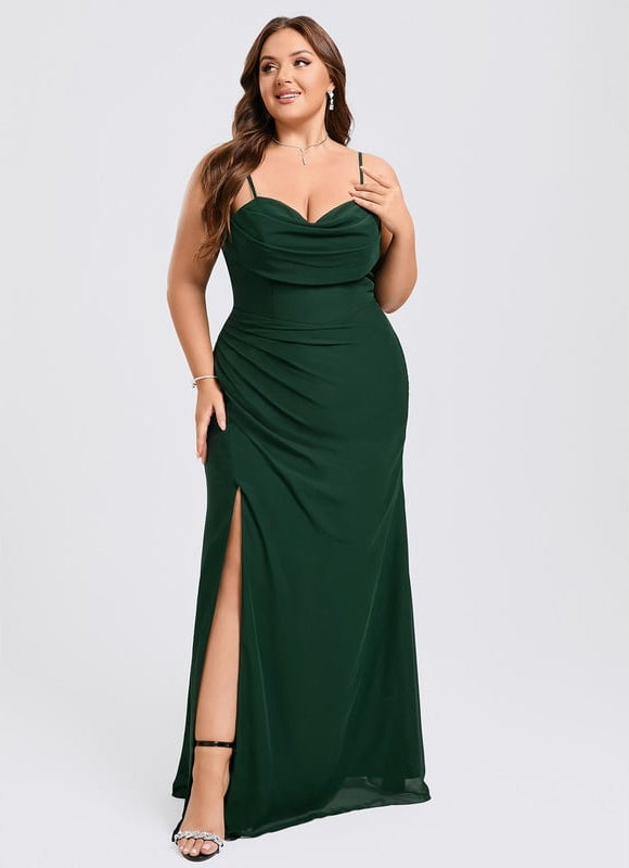 Robe De Bal Longue Verte Élégante - gallery 7