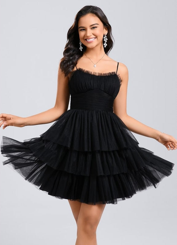 Robe De Bal Tulle Noire Volants - gallery 1