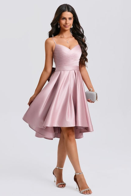 Robe De Bal Satin Rose Élégant - gallery 6