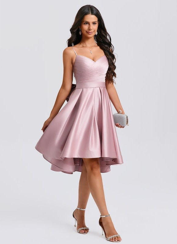 Robe De Bal Satin Rose Élégant - gallery 6