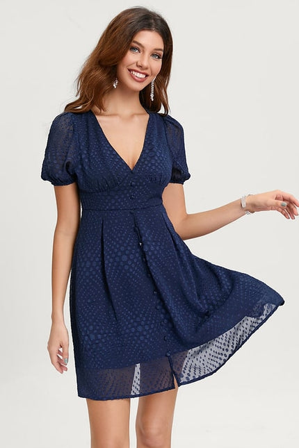 Robe De Bal Col V Marine - gallery 4