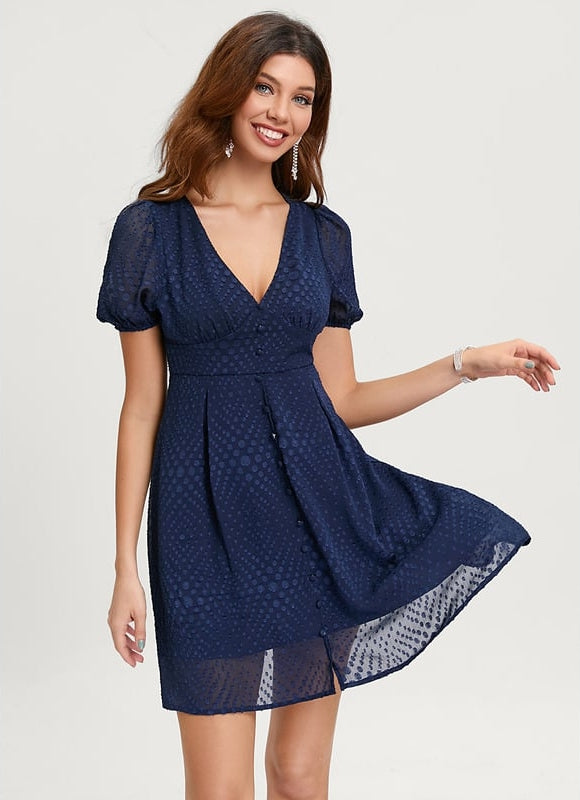 Robe De Bal Col V Marine - gallery 4