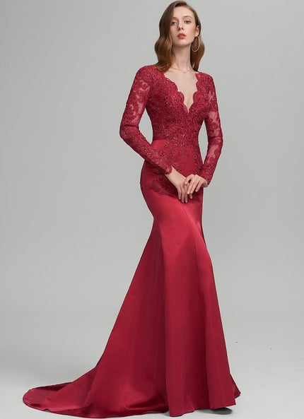 Robe De Bal Satin Rouge Élégante