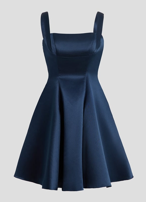 Robe De Bal Satin Marine Élégante