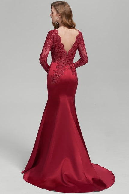 Robe De Bal Satin Rouge Élégante - gallery 3