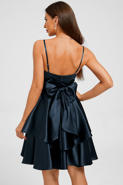 Robe De Bal Satin Bleu Vif - gallery 2
