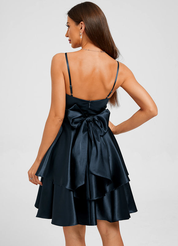 Robe De Bal Satin Bleu Vif - gallery 2