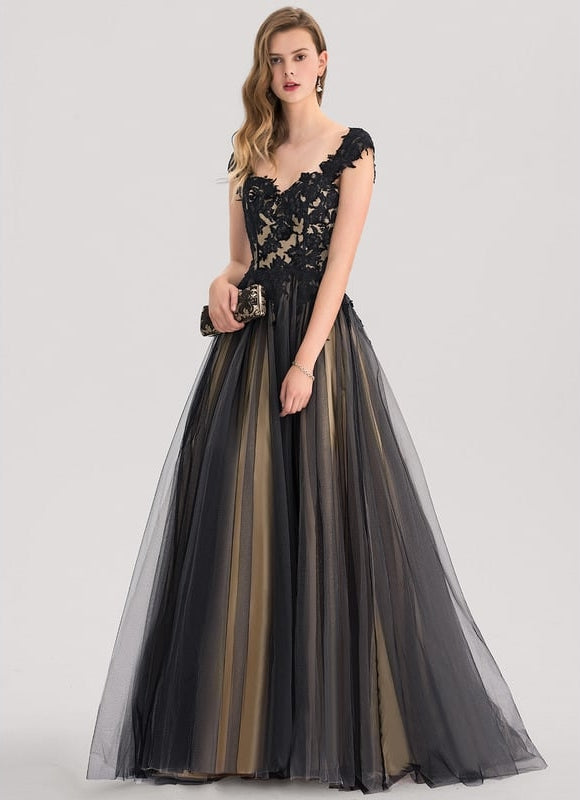 Robe De Bal Noir Doré Chic - gallery 1