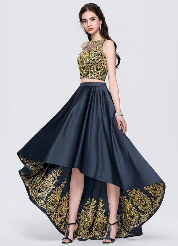 Robe De Bal Asymétrique Dorée