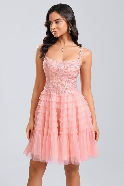 Robe De Bal Tulle Froncée Rose - gallery 2