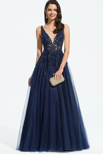 Robe De Bal Étoilée Marine - gallery 4