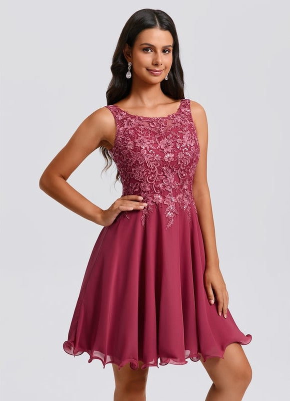 Robe De Bal Évasée Bordeaux - gallery 3