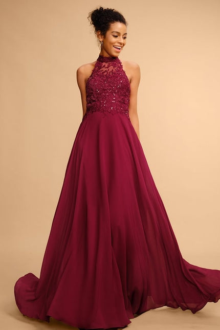 Robe De Bal Chic Bordeaux Aérien - gallery 3