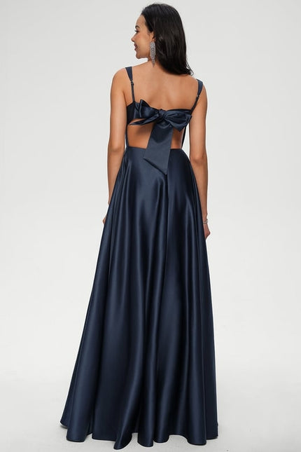 Robe De Bal Satin Marine Chic - gallery 1