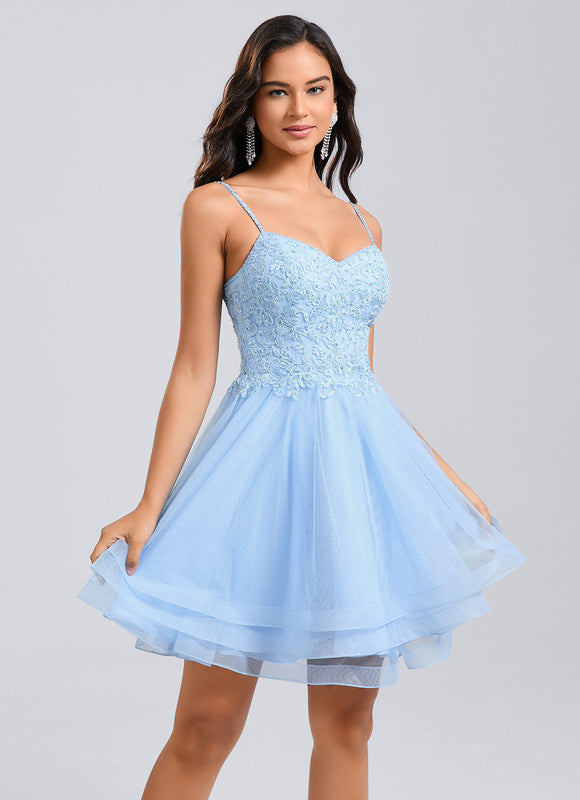 Robe De Bal Tulle Bleu Clair - gallery 3