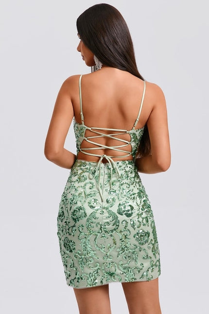 Robe De Bal Pailletée Vert Clair - gallery 4